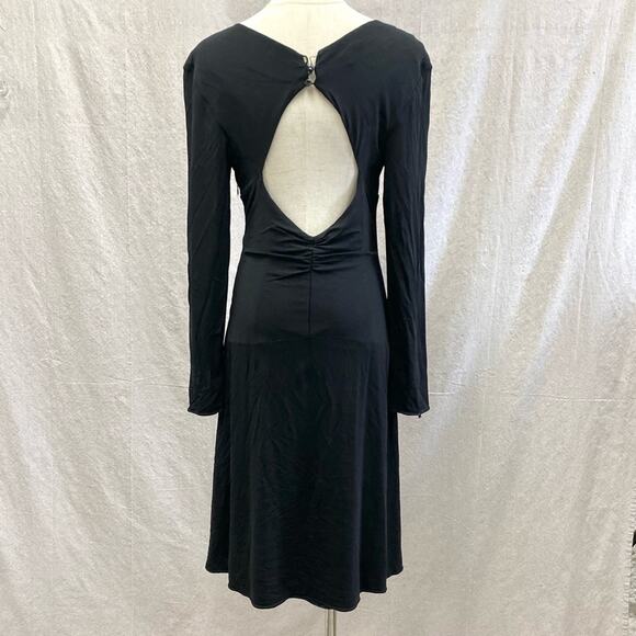 Kay Unger black ruched A Line knee length open back evening dress size 10 - Picture 15 of 15